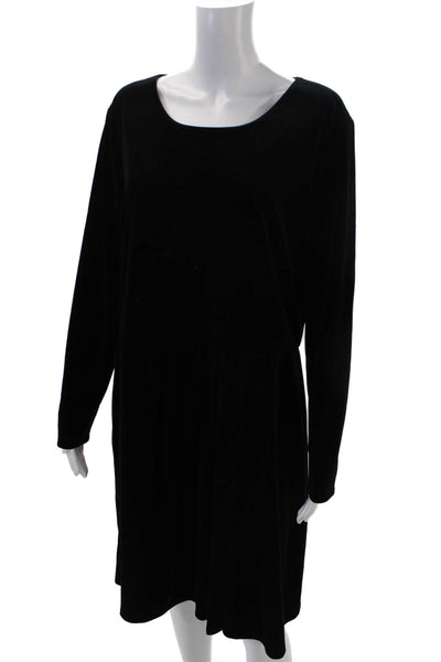Brooks Brothers Red Fleece Womens Long Sleeve Velvet A Line Dress Black Size XL