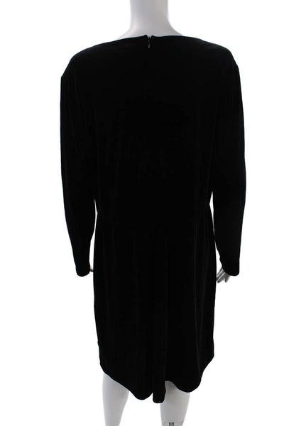 Brooks Brothers Red Fleece Womens Long Sleeve Velvet A Line Dress Black Size XL