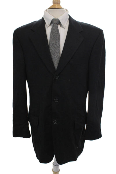Jacobsons Mens Cashmere Solid Three Button Blazer Jacket Black Size 40"