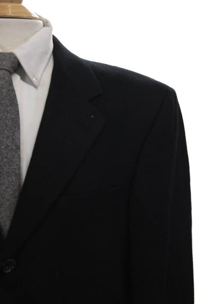 Jacobsons Mens Cashmere Solid Three Button Blazer Jacket Black Size 40"