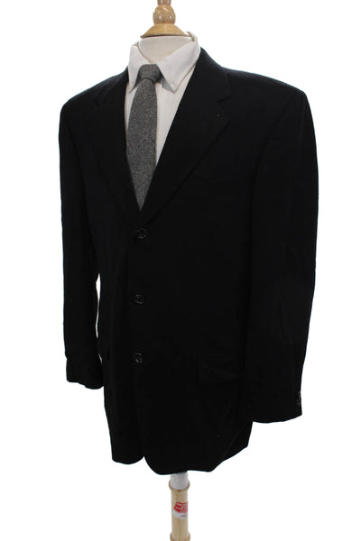 Jacobsons Mens Cashmere Solid Three Button Blazer Jacket Black Size 40"