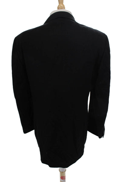 Jacobsons Mens Cashmere Solid Three Button Blazer Jacket Black Size 40"