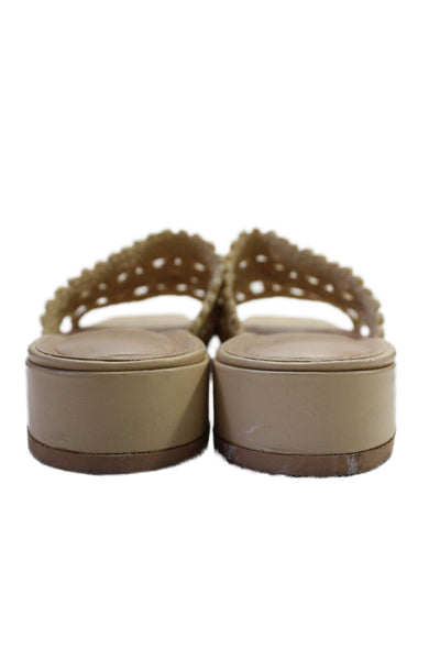 Anthropologie Womens Woven Hemp Strap Square Toe Blocks Heels Mules Brown Size 9