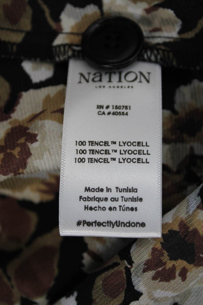 Nation Los Angeles Womens Floral Printed  Buttoned Midi Skirt Brown Size XL