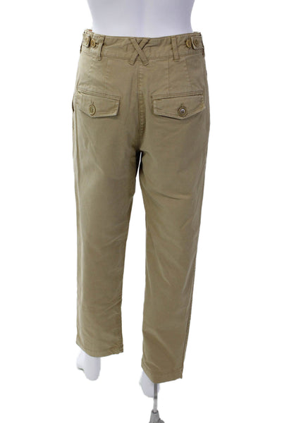 Alex Mill Womens Cotton High Rise Straight Leg Khaki Pants Brown Size 2