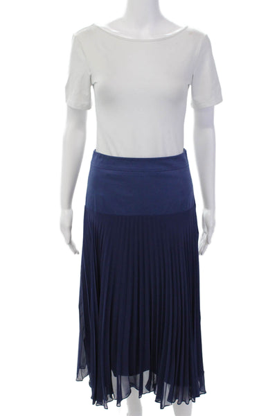 Reiss Womens Pleated Detail Lined Midi Skirt Navy Blue Size 2