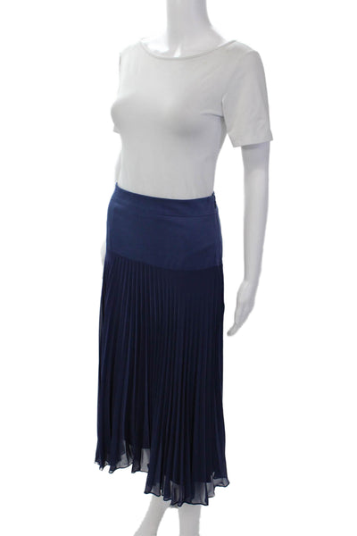 Reiss Womens Pleated Detail Lined Midi Skirt Navy Blue Size 2