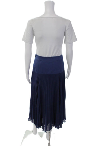 Reiss Womens Pleated Detail Lined Midi Skirt Navy Blue Size 2