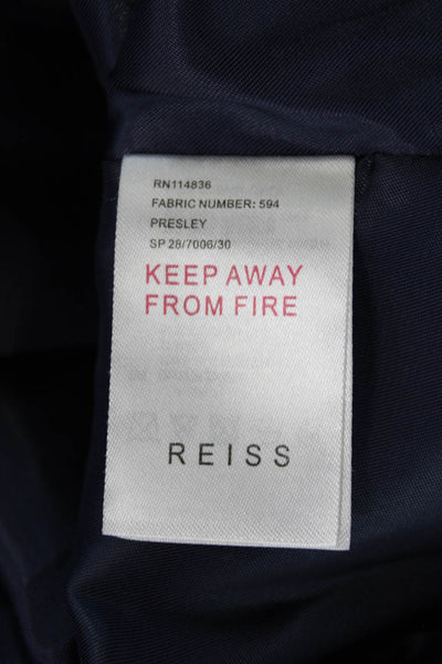 Reiss Womens Pleated Detail Lined Midi Skirt Navy Blue Size 2