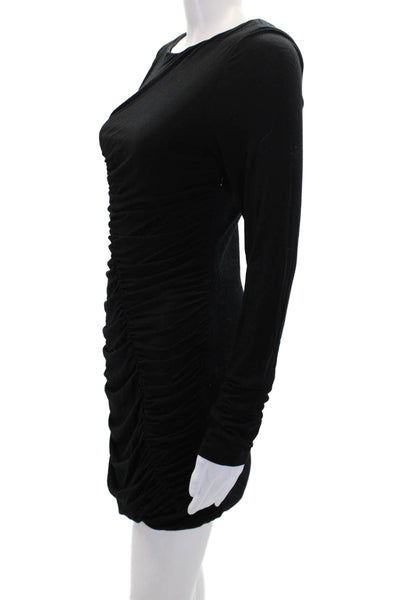 Rag & Bone Womens Rouched Front Long Sleeve Zipped Mini Dress Black Size 6