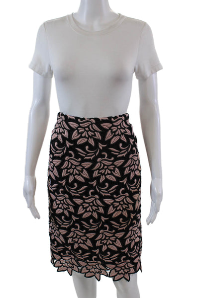 J Crew Womens Cotton Zip Lace Layered Floral Knee Length Skirt Pink Size 10