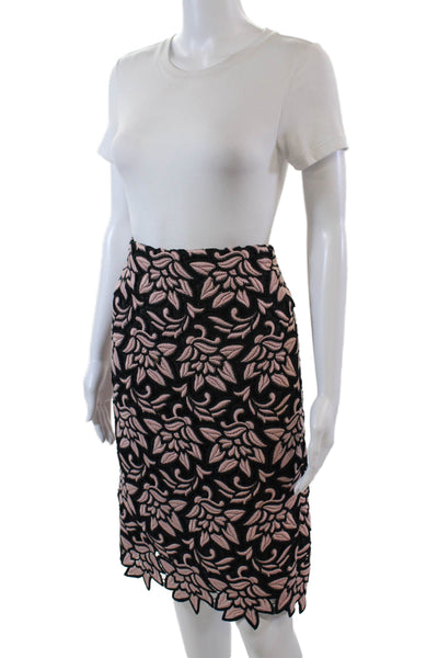 J Crew Womens Cotton Zip Lace Layered Floral Knee Length Skirt Pink Size 10
