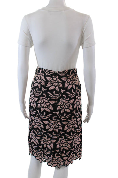 J Crew Womens Cotton Zip Lace Layered Floral Knee Length Skirt Pink Size 10