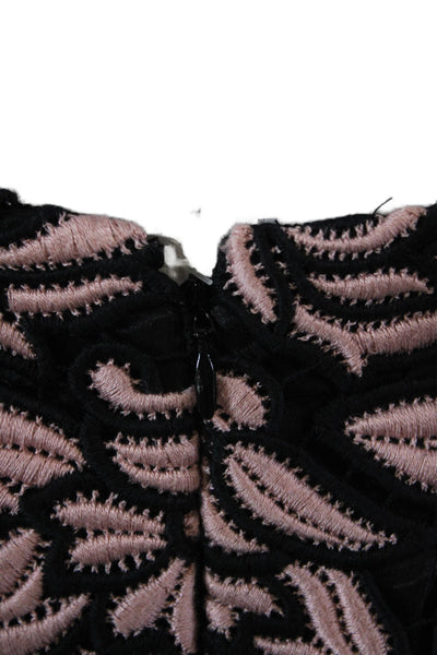 J Crew Womens Cotton Zip Lace Layered Floral Knee Length Skirt Pink Size 10