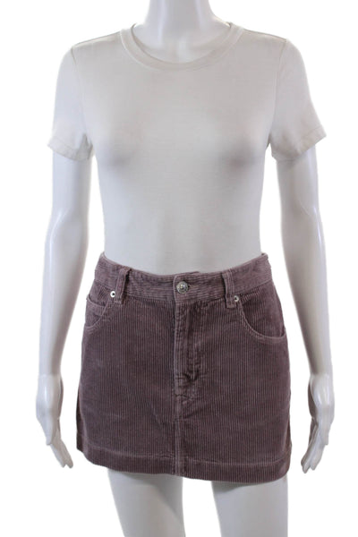 Isabel Marant Etoile Womens Cotton Zip Button Corduroy Skirt Pink Size EUR 42