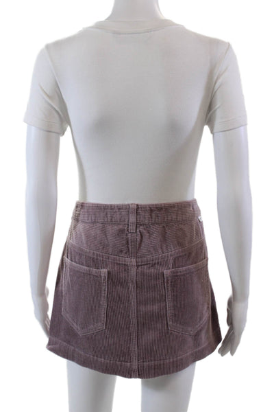 Isabel Marant Etoile Womens Cotton Zip Button Corduroy Skirt Pink Size EUR 42