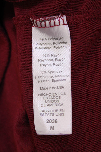 Michael Stars Womens Textured Long Sleeve Round Neck Knit Sweater Red Size M