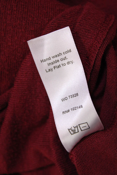 Michael Stars Womens Textured Long Sleeve Round Neck Knit Sweater Red Size M