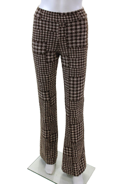 Avenue Montaigne Womens Cotton Gingham Printed Boot Cut Pants Brown Size 00