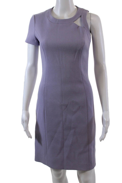 Michael Kors Womens Wool Cut Out One Shoulder Zip Back Shift Dress Purple Size 2