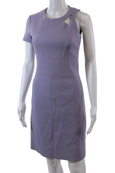 Michael Kors Womens Wool Cut Out One Shoulder Zip Back Shift Dress Purple Size 2
