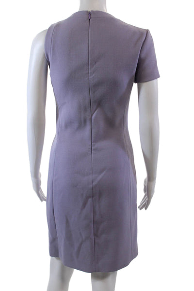 Michael Kors Womens Wool Cut Out One Shoulder Zip Back Shift Dress Purple Size 2