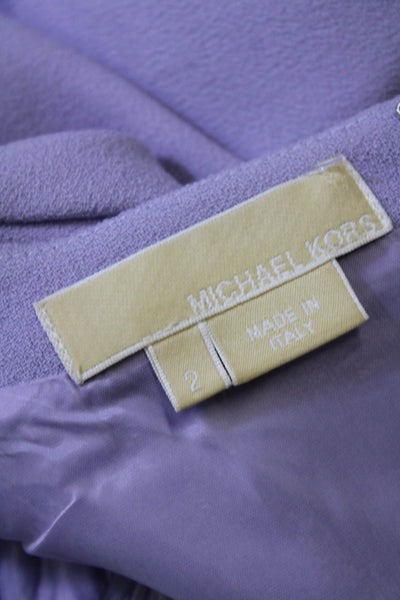 Michael Kors Womens Wool Cut Out One Shoulder Zip Back Shift Dress Purple Size 2