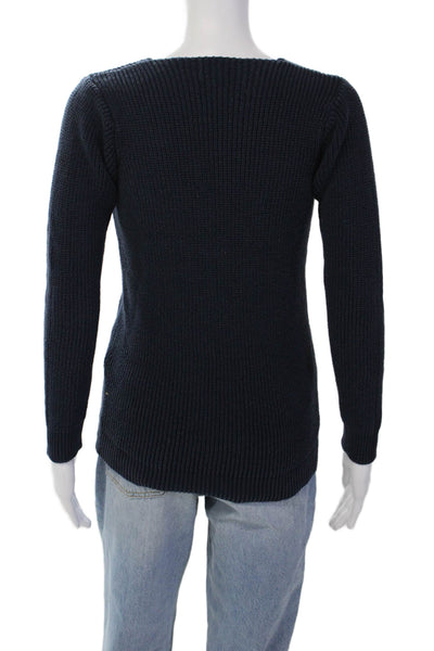 Maurie & Eve Womens V-Neck Long Sleeve Pullover Sweater Top Blue Size 4