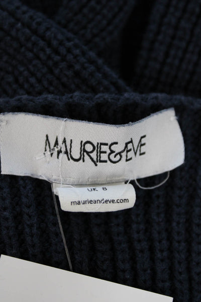 Maurie & Eve Womens V-Neck Long Sleeve Pullover Sweater Top Blue Size 4