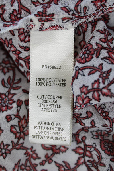 Max Studio Womens Floral Print Long Sleeve Pullover Blouse Top White Size XL