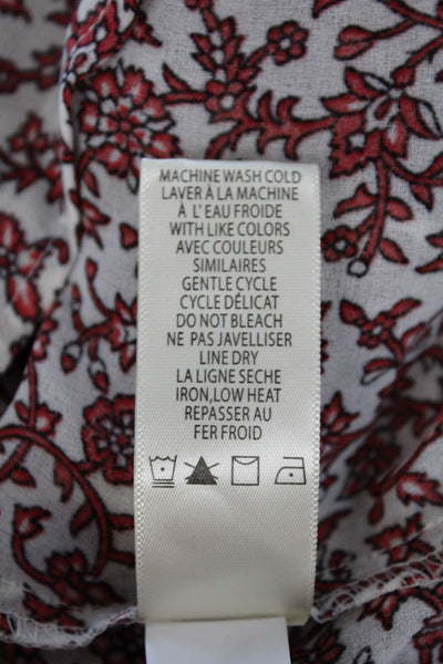 Max Studio Womens Floral Print Long Sleeve Pullover Blouse Top White Size XL