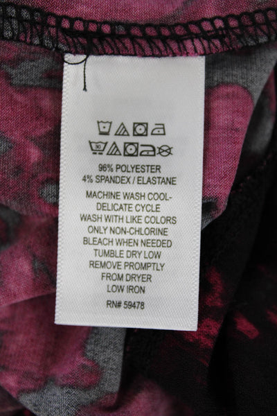 Tahari Womens Stretch Abstract Round Neck Short Sleeve Dress Fuchsia Size 2