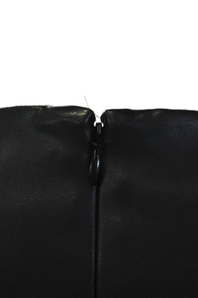 Calvin Klein Womens Vegan Leather V-Neck Sleeveless Jumpsuit Black Size 12