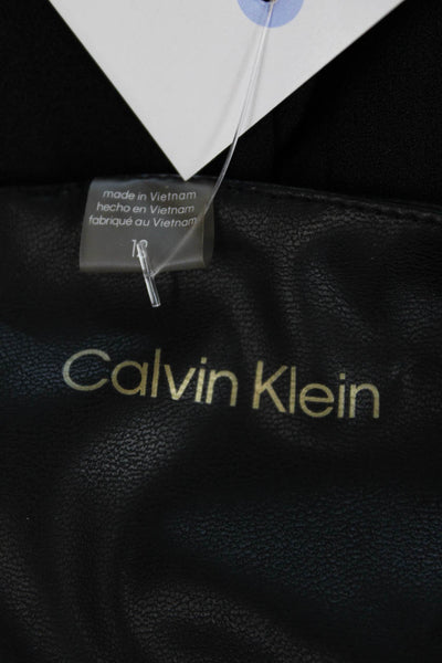 Calvin Klein Womens Vegan Leather V-Neck Sleeveless Jumpsuit Black Size 12