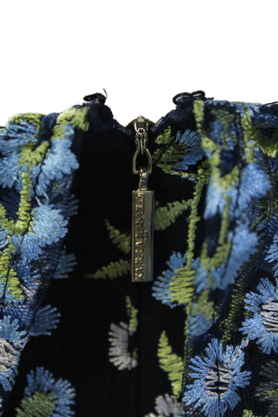 Karl Lagerfeld Womens Floral Embroidered Cap Sleeve Mid-Cakf Dress Blue Size 0