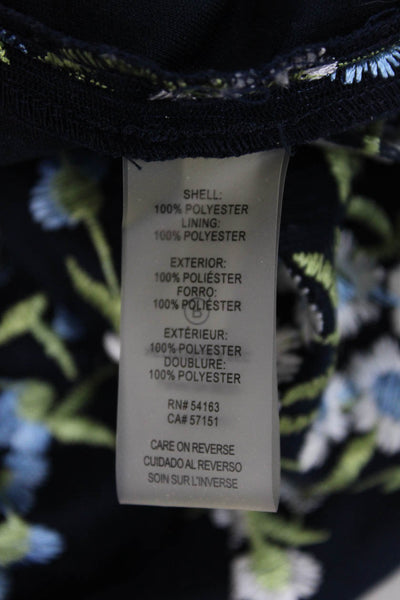 Karl Lagerfeld Womens Floral Embroidered Cap Sleeve Mid-Cakf Dress Blue Size 0