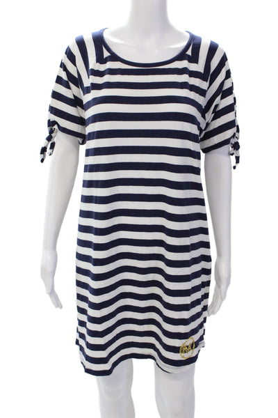 Michael Michael Kors Womens Cotton Striped Long Sleeve Dress Navy Size XL