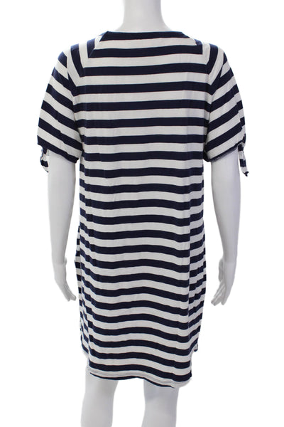 Michael Michael Kors Womens Cotton Striped Long Sleeve Dress Navy Size XL