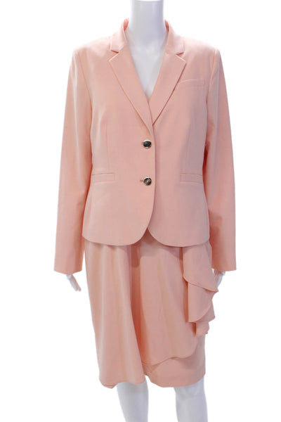 Calvin Klein Womens Sleeveless Fit + Flare Dress + Blazer Set Pink Size 10 14P