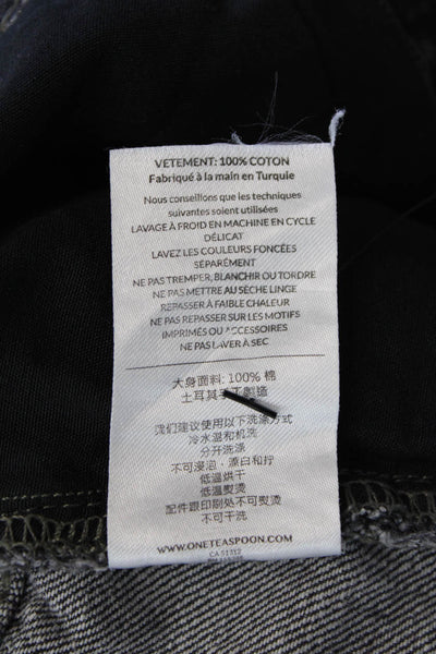 One Teaspoon Womens Cotton Frayed Studded Buttoned Denim Shorts Black Size 22
