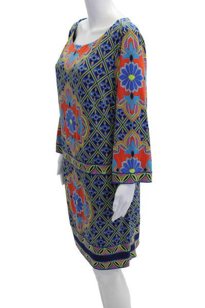 Laundry by Shelli Segal Womens Geometric Long Sleeve Dress Multicolor Size L