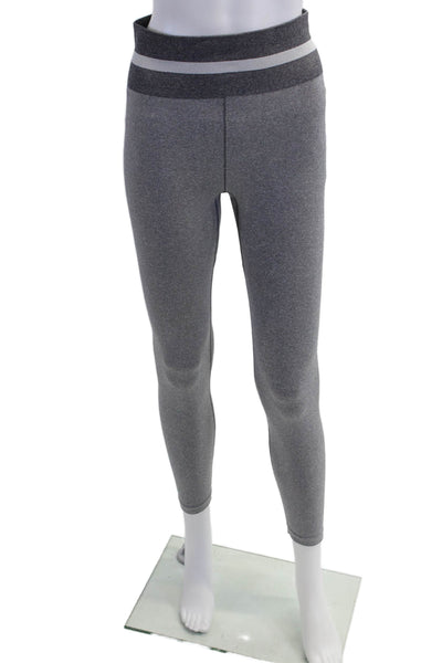 The Upside Womens Stretch Striped Mid-Rise Activewear Ankle Leggings Gray Size S