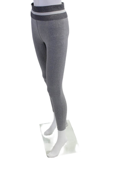 The Upside Womens Stretch Striped Mid-Rise Activewear Ankle Leggings Gray Size S