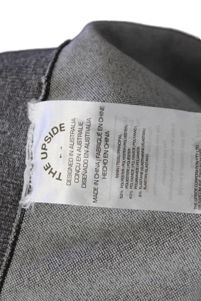 The Upside Womens Stretch Striped Mid-Rise Activewear Ankle Leggings Gray Size S