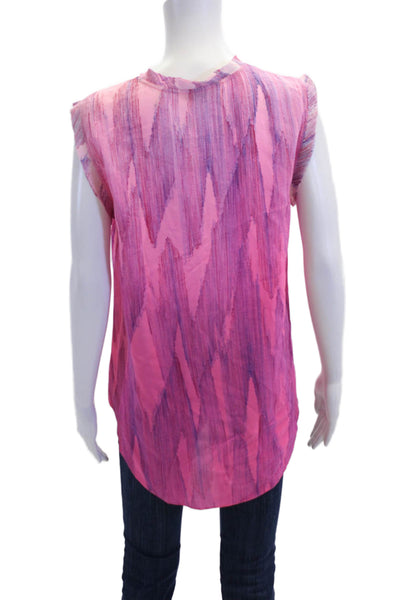 Rebecca Taylor Womens Silk Abstract Print Pullover Tank Top Blouse Pink Size 8
