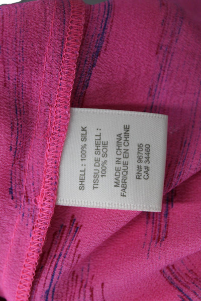 Rebecca Taylor Womens Silk Abstract Print Pullover Tank Top Blouse Pink Size 8