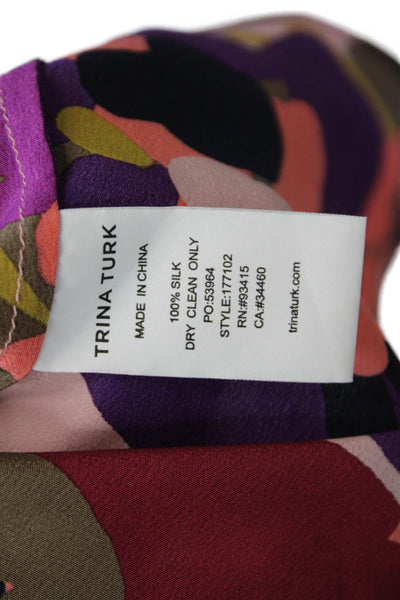 Trina Turk Womens Silk Ruffle Trim Pullover Tank Top Blouse Multicolor Size S