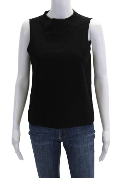 Milly Womens Stretch Knit Round Neck Pullover Tank Top Blouse Black Size M