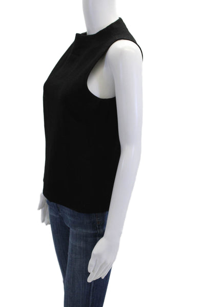 Milly Womens Stretch Knit Round Neck Pullover Tank Top Blouse Black Size M
