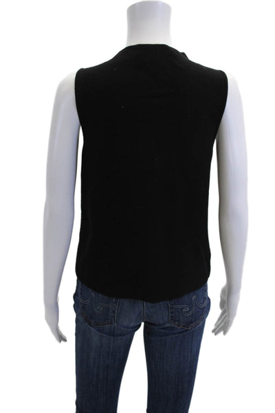 Milly Womens Stretch Knit Round Neck Pullover Tank Top Blouse Black Size M